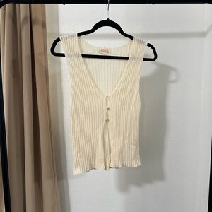Listicle Ivory Ribbed Sleeveless Blouse